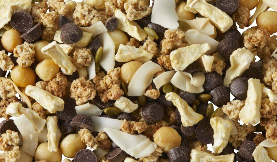 surfer style trail mix featuring inclusions